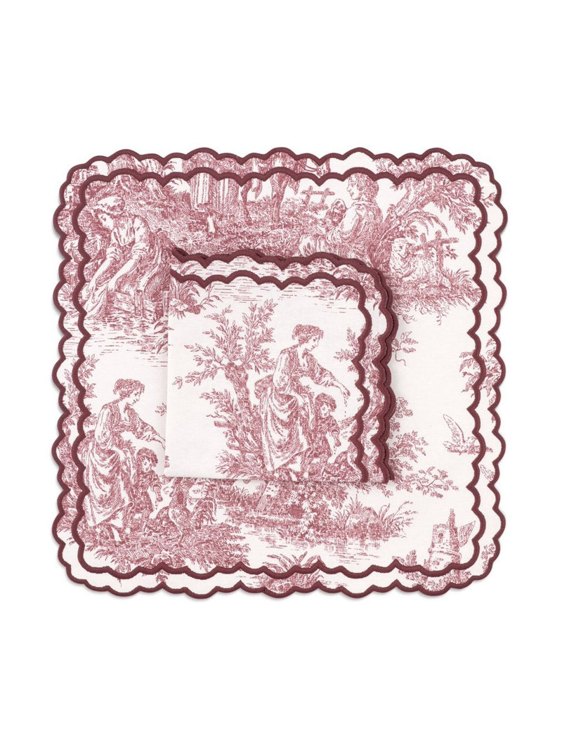 Burgundy Toile