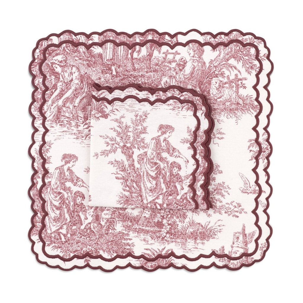 Burgundy Toile