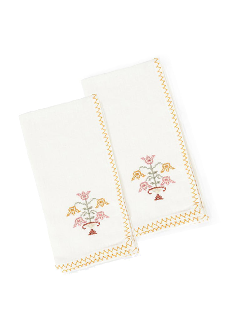Tulip Embroidered Dinner Napkin, Set of 2