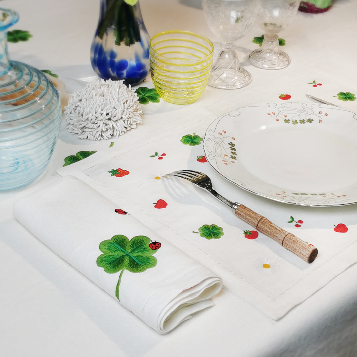 Tutti Frutti Embroidered Placemat, Set of 2