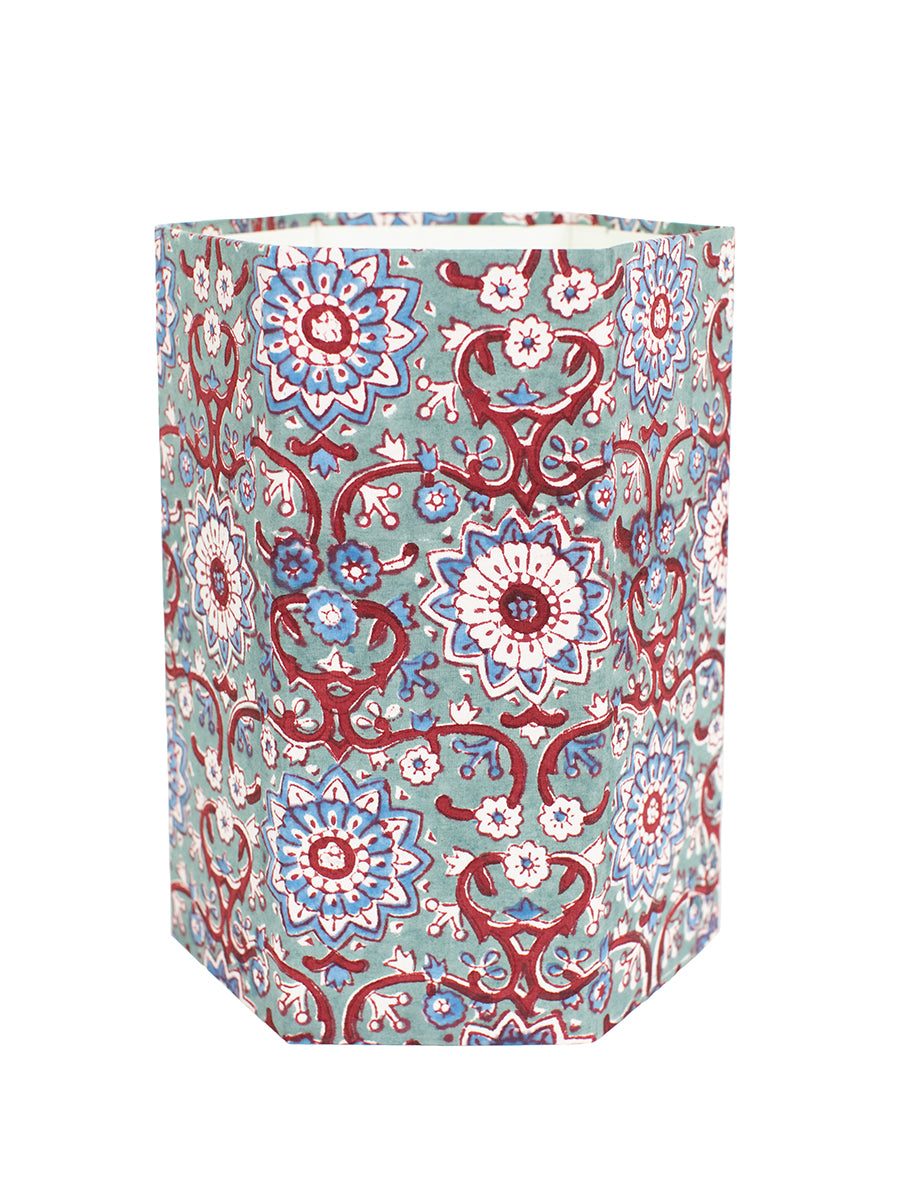 Teal Blue & Red Floral