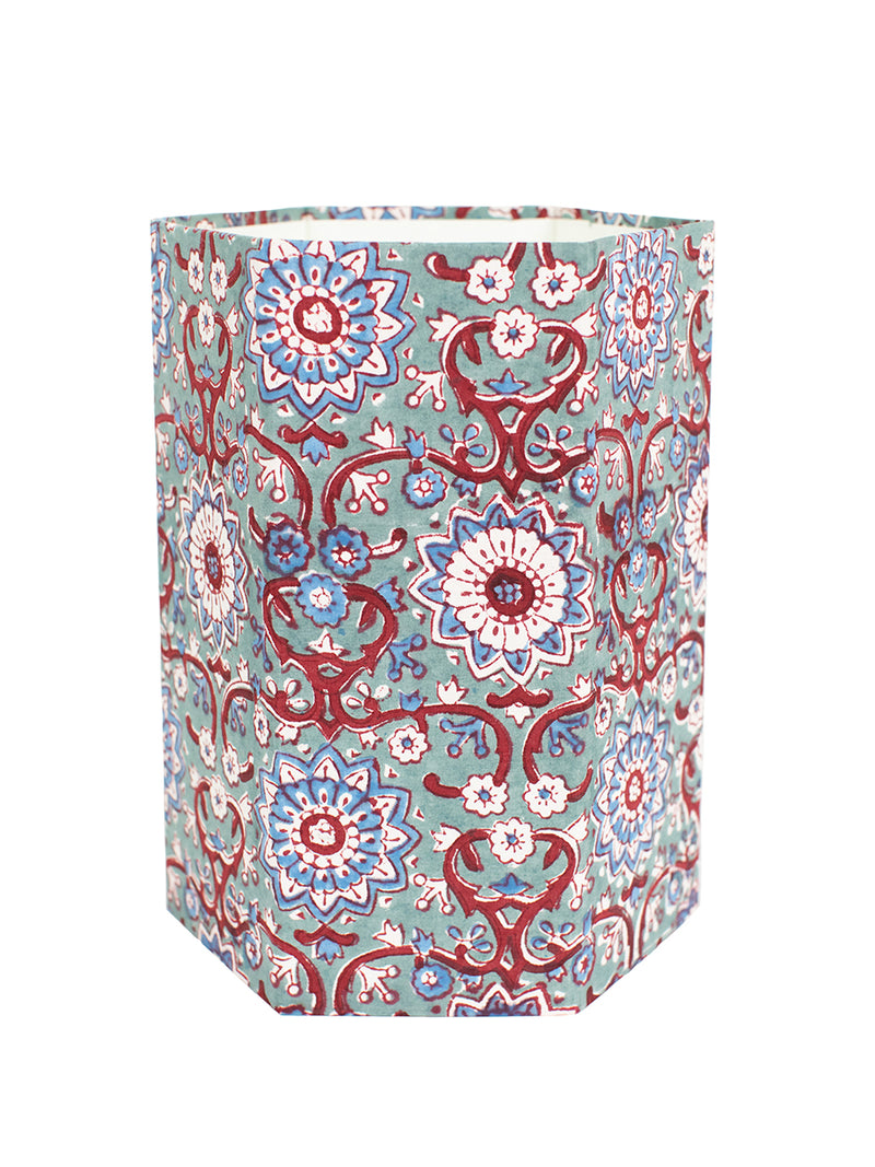 Teal Blue & Red Floral