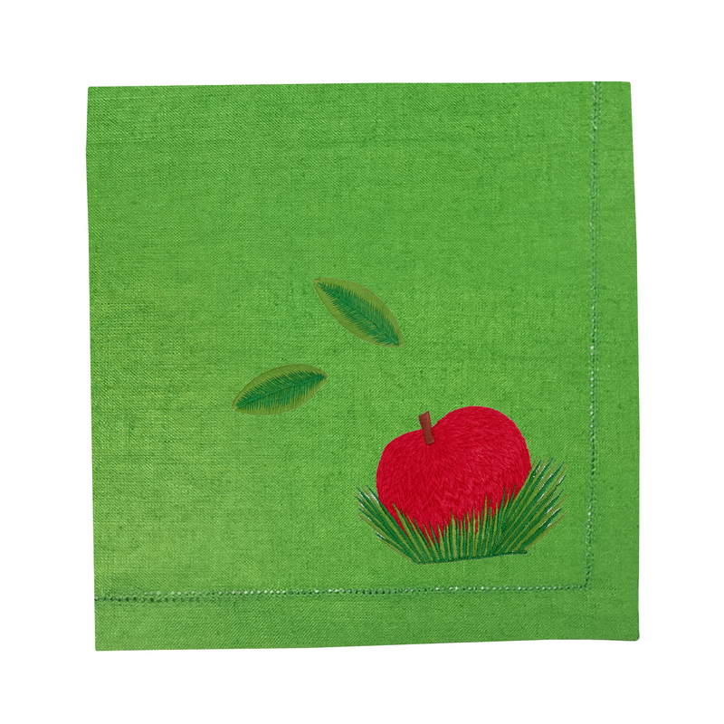 Embroidered Apple Napkin, Set of 2
