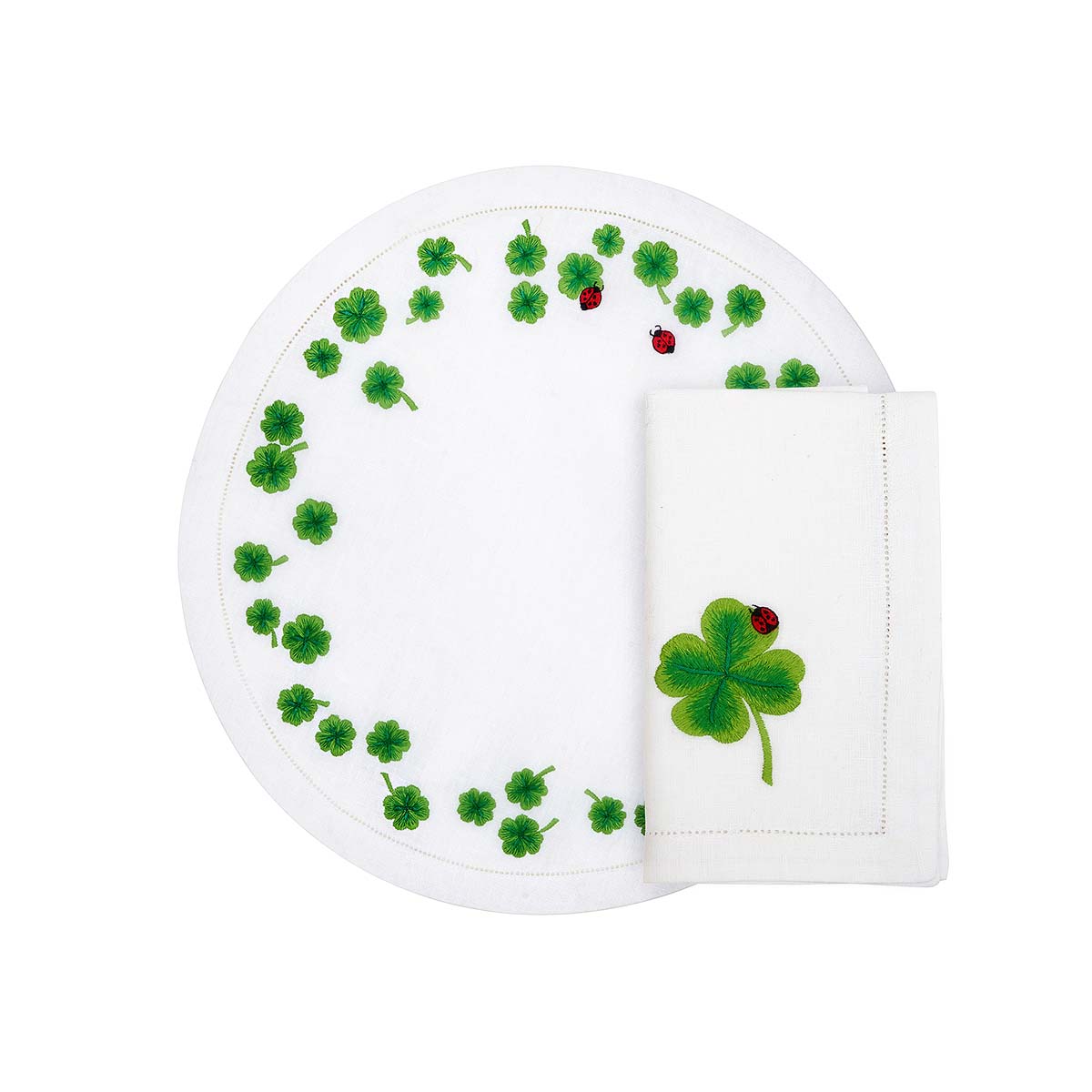 Clover Embroidered Placemat, Set of 2