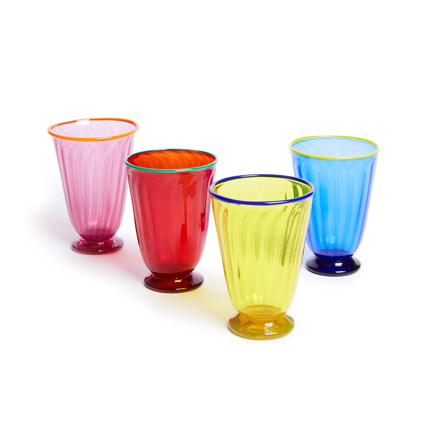 Rainbow Mix Murano Footed Tumblers, Set of 4